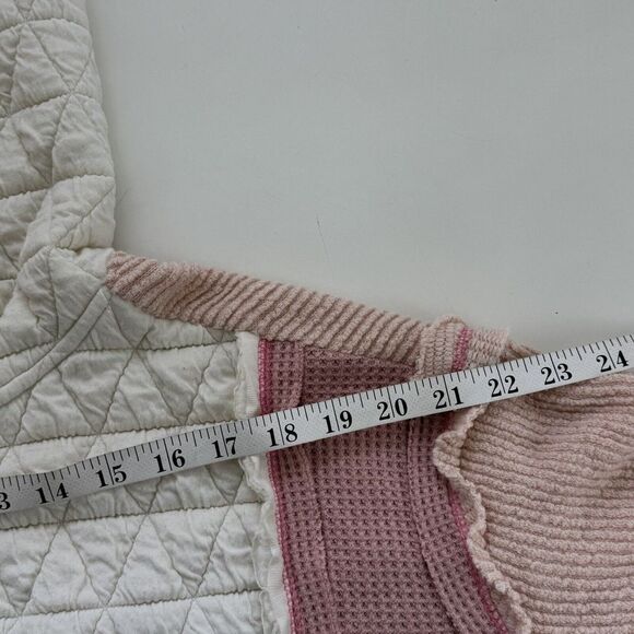 POL Mixed Fabric Hooded Button Down Shacket in Pink/Beige Sz L - Picture 11 of 13